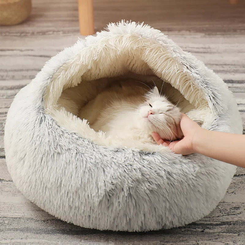 Calming Cat Bed - Plush Cat Cave Nest for Indoor Cats, Cozy and Ergonomic Design, Machine Washable, Small to Large Sizes 3
