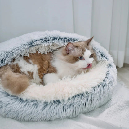 Calming Cat Bed - Plush Cat Cave Nest for Indoor Cats, Cozy and Ergonomic Design, Machine Washable, Small to Large Sizes 4
