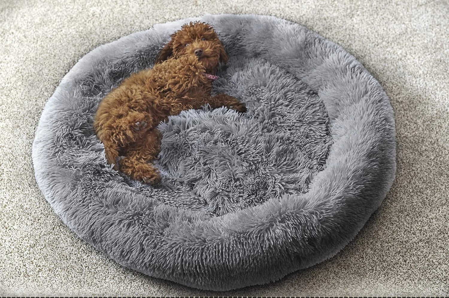 Calming Dog Bed for Deep Sleep – Anti-Anxiety Pet Bed with Plush Faux Fur 7