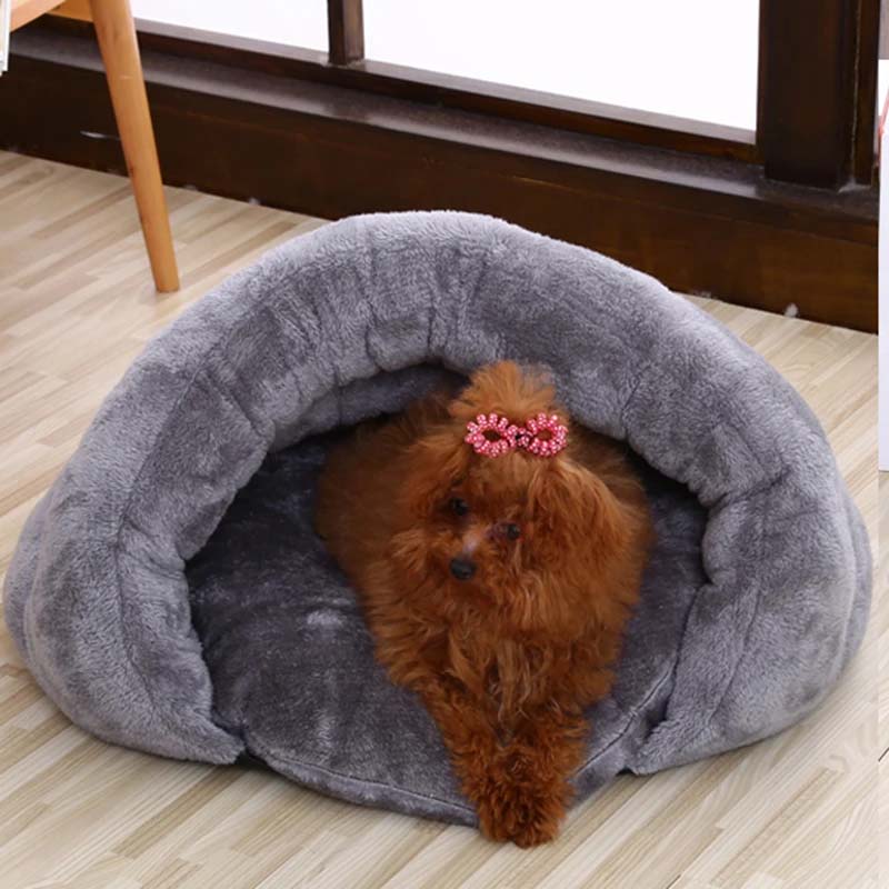 Calming Dog Bed with Faux Fur Cave Design for Small Dogs – Stress Relief and Comfort, Portable, Multiple Colors Available 1