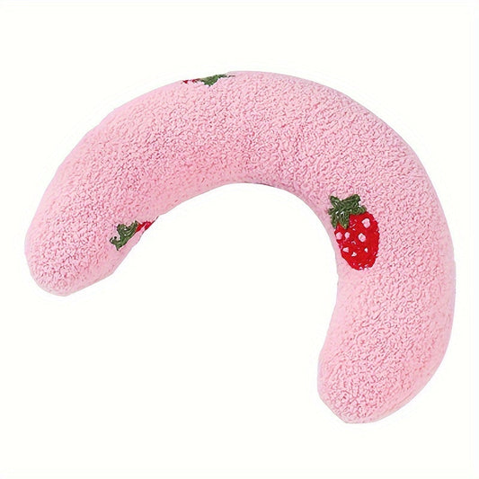Calming plush dog neck pillow designed for small dogs, providing ergonomic sleep support and comfort. 0