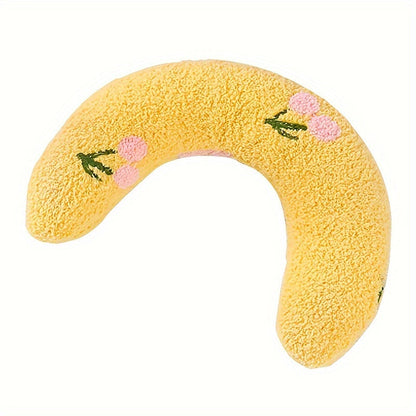 Calming plush dog neck pillow designed for small dogs, providing ergonomic sleep support and comfort. 2