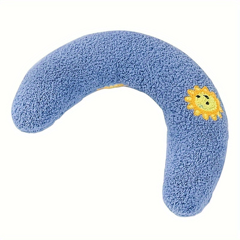 Calming plush dog neck pillow designed for small dogs, providing ergonomic sleep support and comfort. 3
