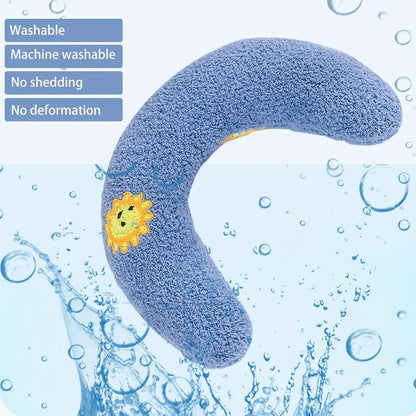 Calming plush dog neck pillow designed for small dogs, providing ergonomic sleep support and comfort. 5