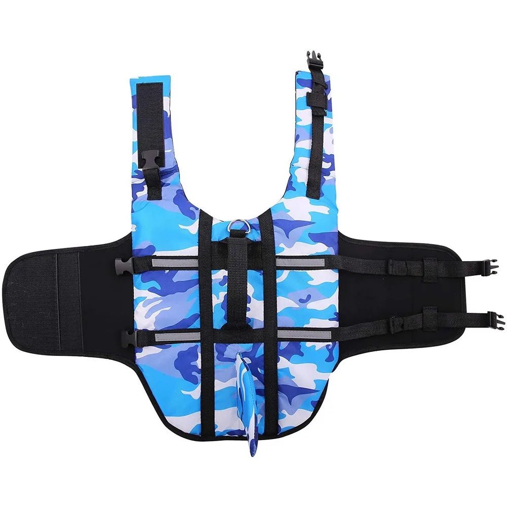 Camouflage Dog Life Jacket with Shark Fin – Adjustable Small Dog Swim Vest for Safety and Comfort in Water Adventures 2