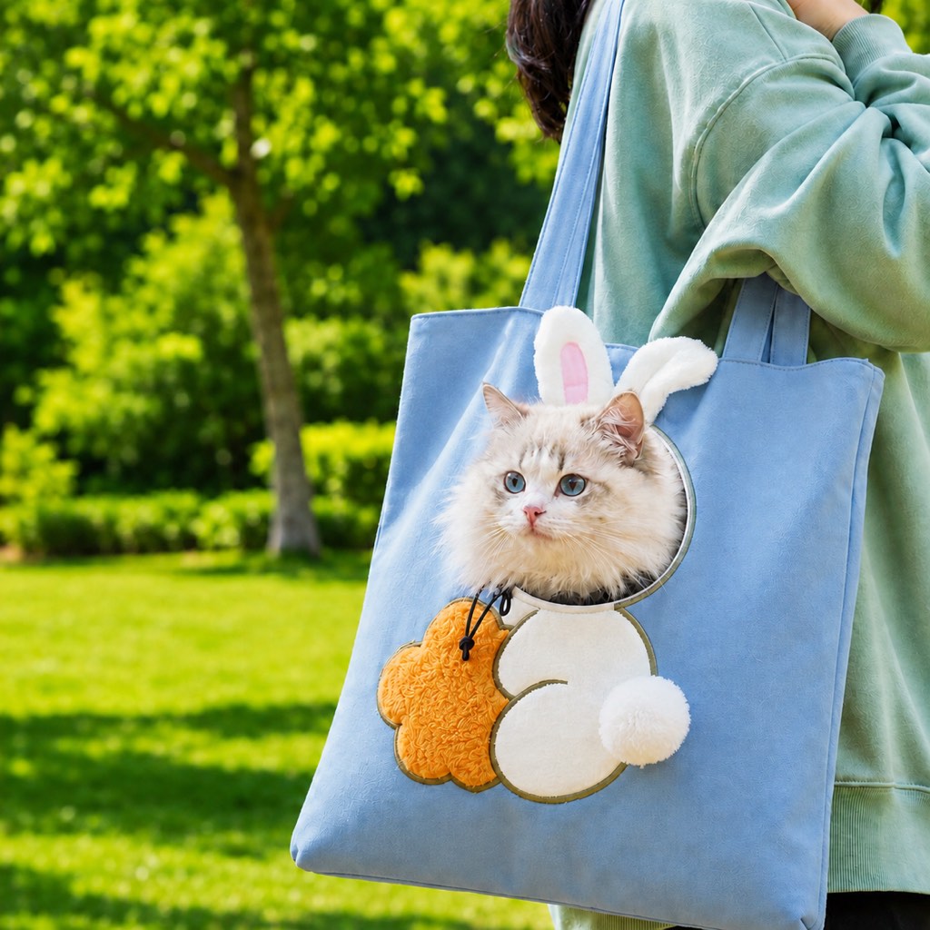 Canvas Pet Carrier Tote designed for cats and small dogs, featuring adjustable safety straps and a lightweight head-out design for comfortable travel. 0