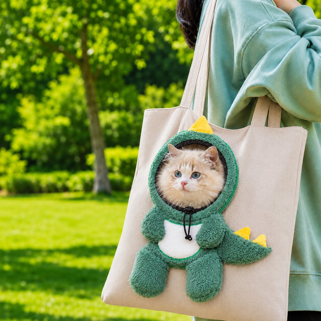 Canvas Pet Carrier Tote designed for cats and small dogs, featuring adjustable safety straps and a lightweight head-out design for comfortable travel. 13
