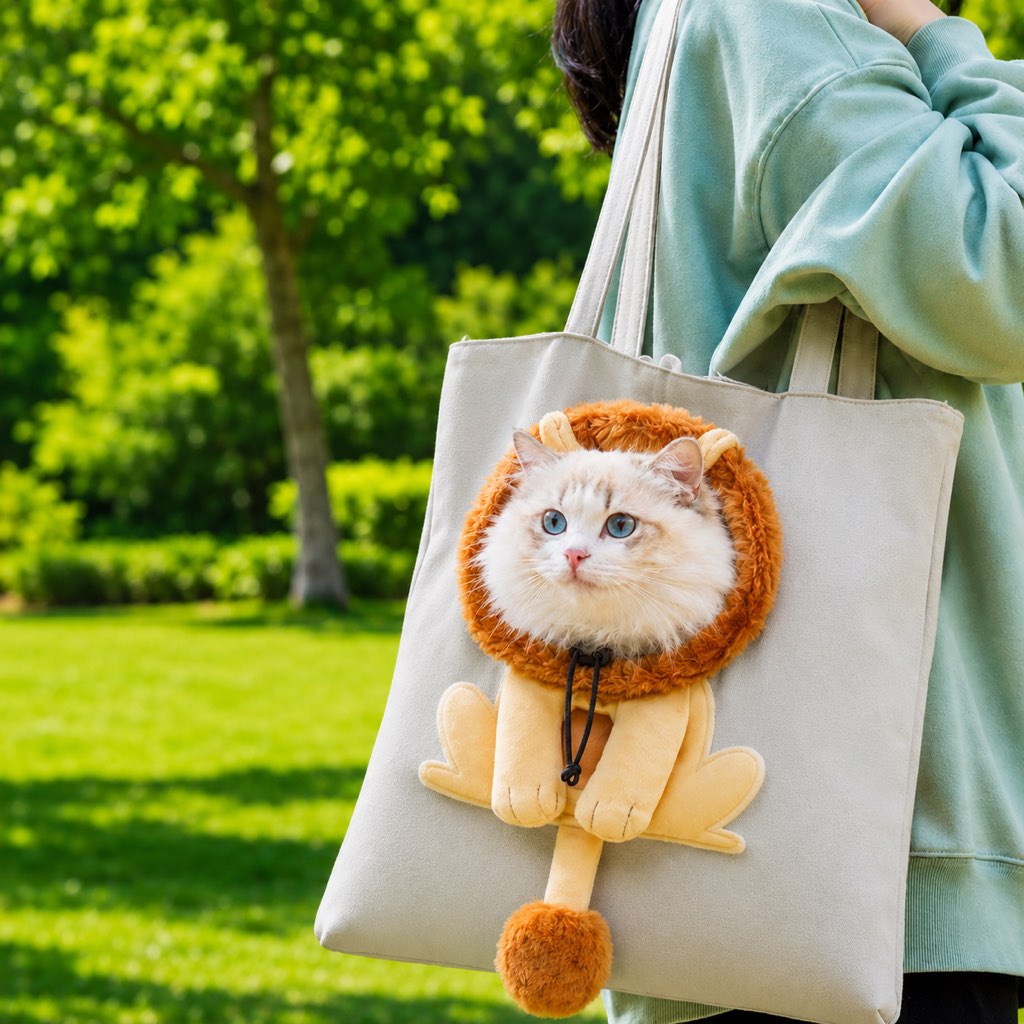 Canvas Pet Carrier Tote designed for cats and small dogs, featuring adjustable safety straps and a lightweight head-out design for comfortable travel. 17