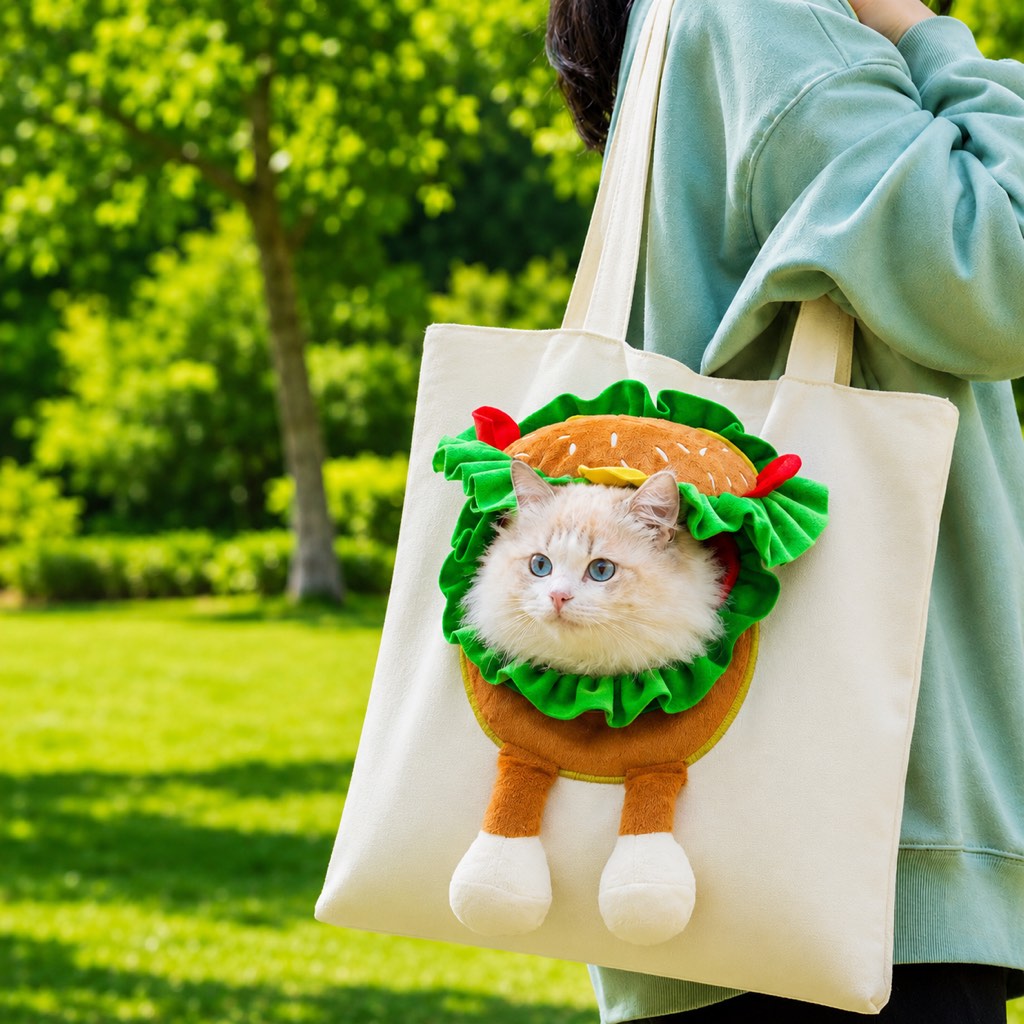 Canvas Pet Carrier Tote designed for cats and small dogs, featuring adjustable safety straps and a lightweight head-out design for comfortable travel. 18