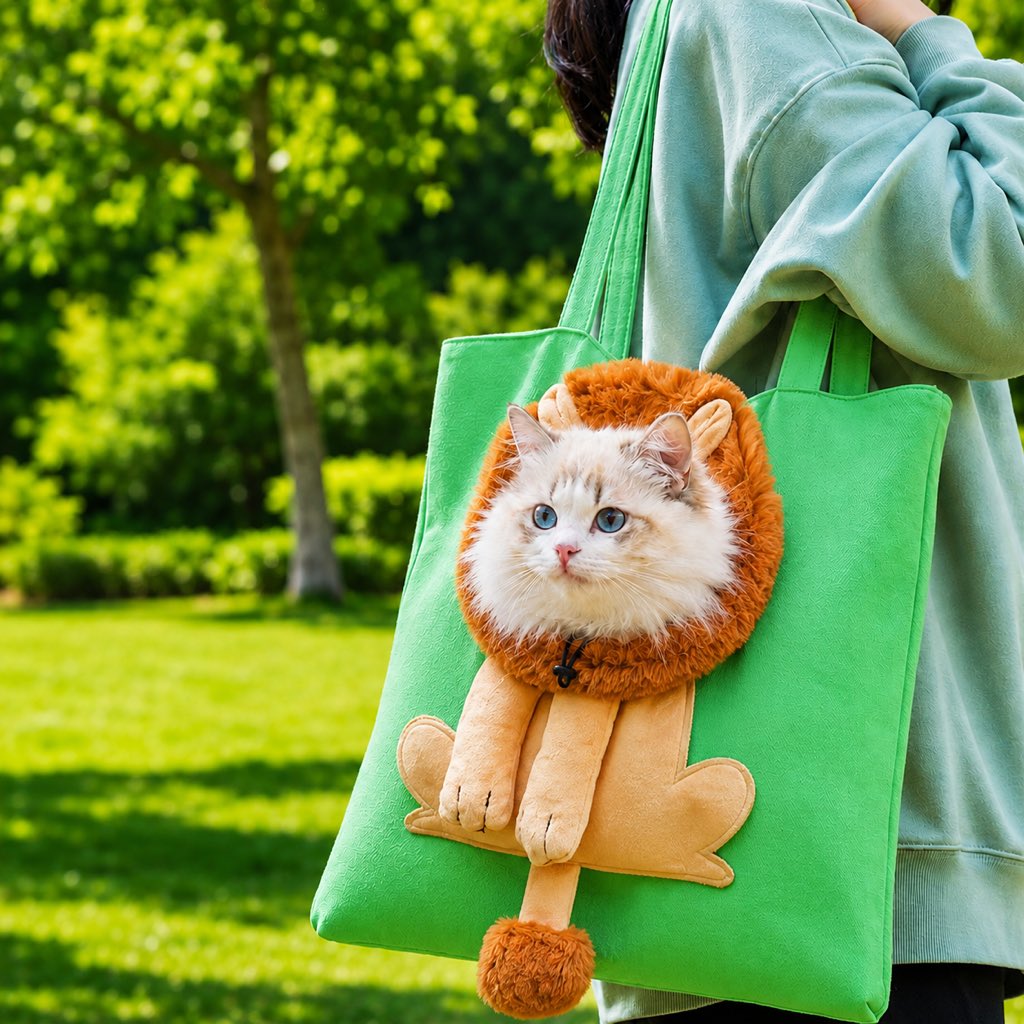 Canvas Pet Carrier Tote designed for cats and small dogs, featuring adjustable safety straps and a lightweight head-out design for comfortable travel. 9