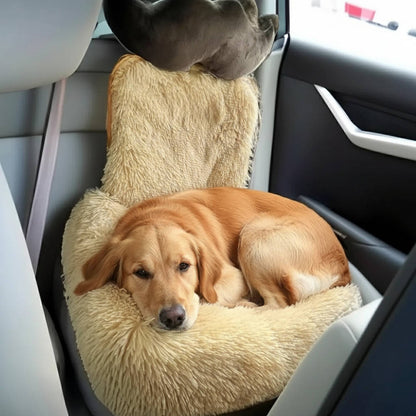 Car dog bed designed for back seat use, featuring a protective design, easy-clean pet-safe materials, and a neutral color; measures 60cm x 1