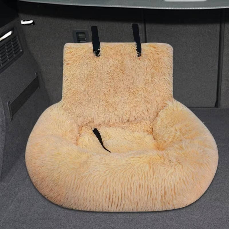 Car dog bed designed for back seat use, featuring a protective design, easy-clean pet-safe materials, and a neutral color; measures 60cm x 3