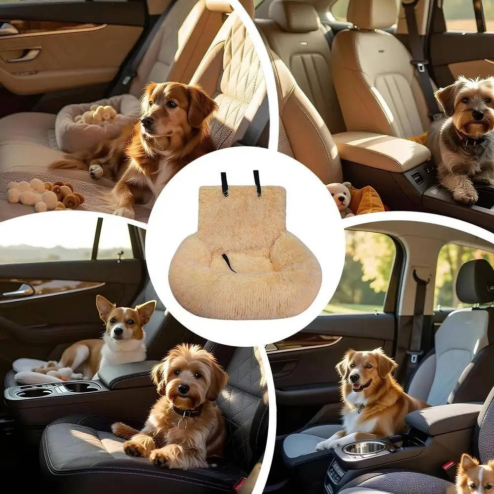 Car dog bed designed for back seat use, featuring a protective design, easy-clean pet-safe materials, and a neutral color; measures 60cm x 5