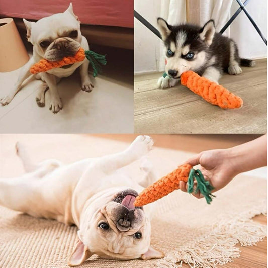 Carrot Shape Dog Toy – Durable Cotton Rope for Chewing and Dental Care, Engaging Design for All Dog Sizes 0
