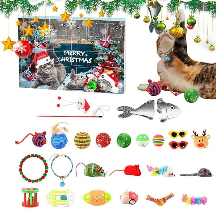 Cat Advent Calendar with 24 Unique Toys and Treats for Festive Fun 5