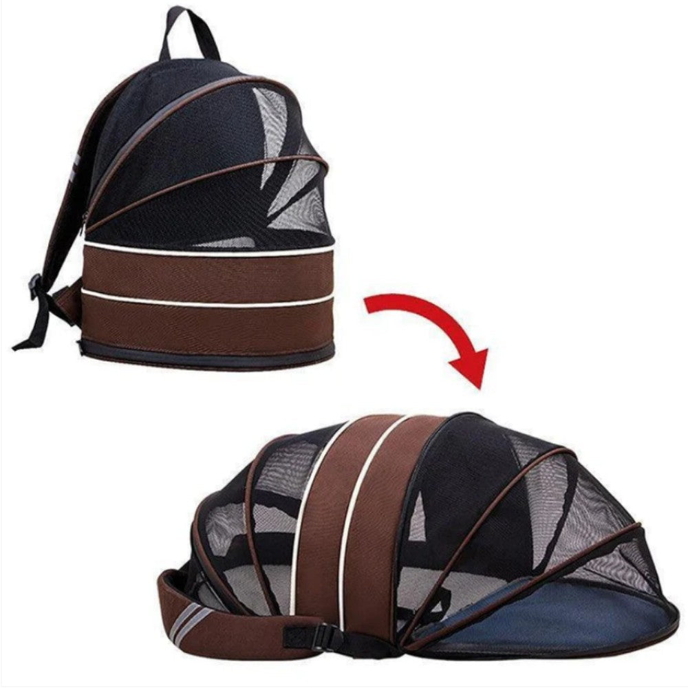 Cat Carrier Backpack 2-in-1 Travel Tent featuring breathable mesh, designed for cats, lightweight and portable for convenient travel. 4