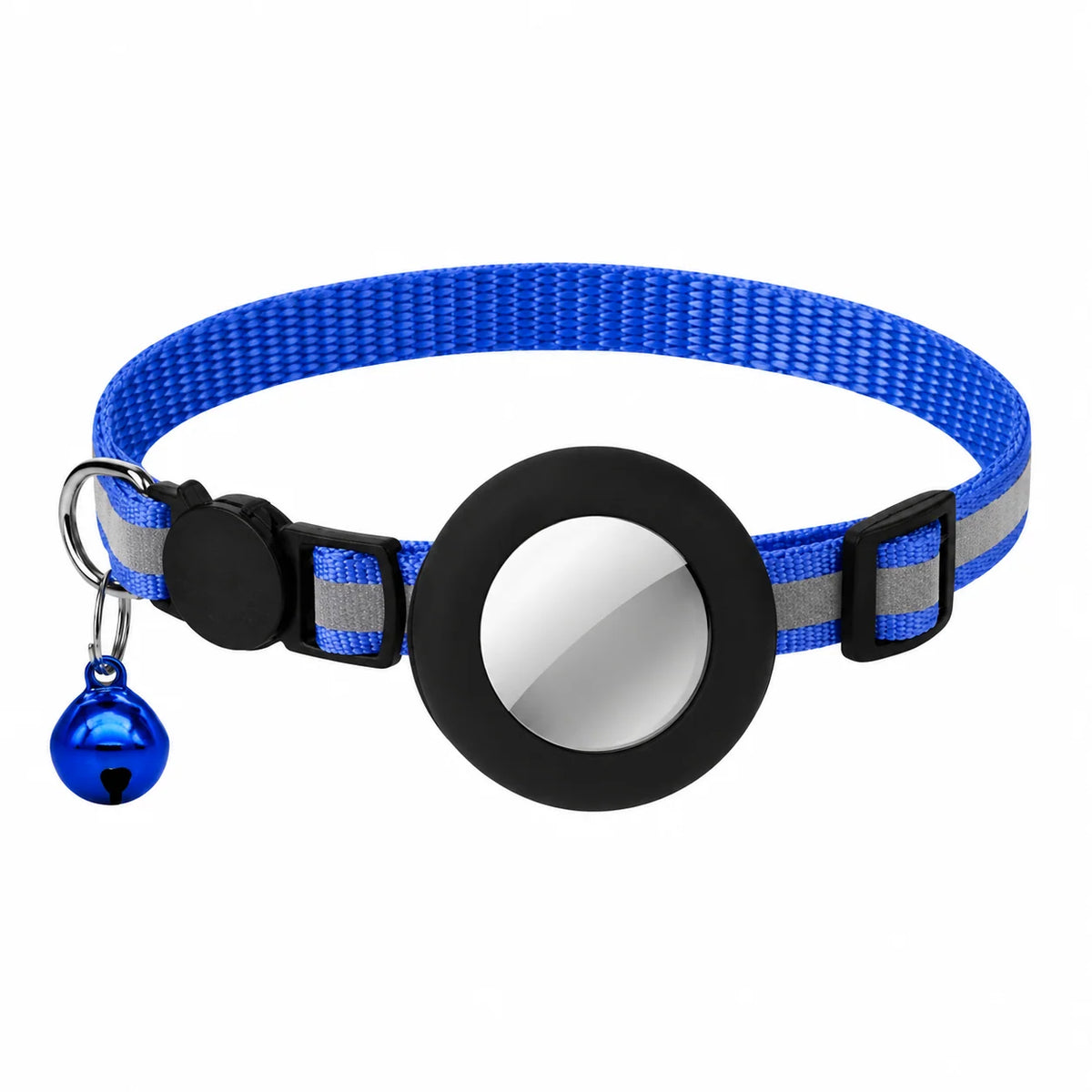 Adjustable cat collar made of stretchy polyester featuring an AirTag holder, designed for comfort and safety for cats and small dogs. 11