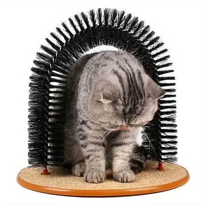 Cat grooming arch featuring soft massage bristles and engaging interactive play elements for a fun and relaxing grooming experience. 6