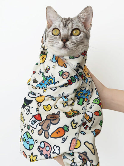 Cat Grooming Wrap for Easy Nail Clipping and Medication – Soft and Secure Design 0