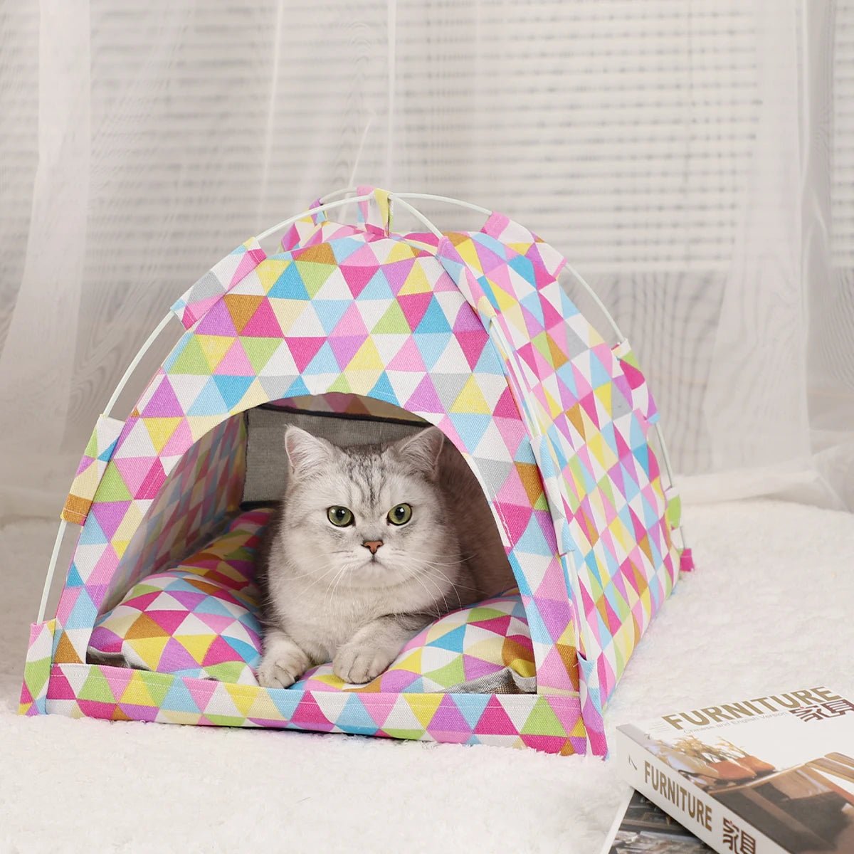 Cat Tent Bed with Clamshell Design – Cozy Sleeping Space for Cats and Kittens 14