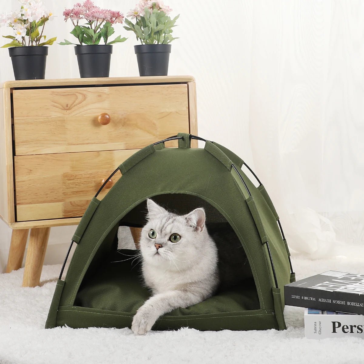 Cat Tent Bed with Clamshell Design – Cozy Sleeping Space for Cats and Kittens 3