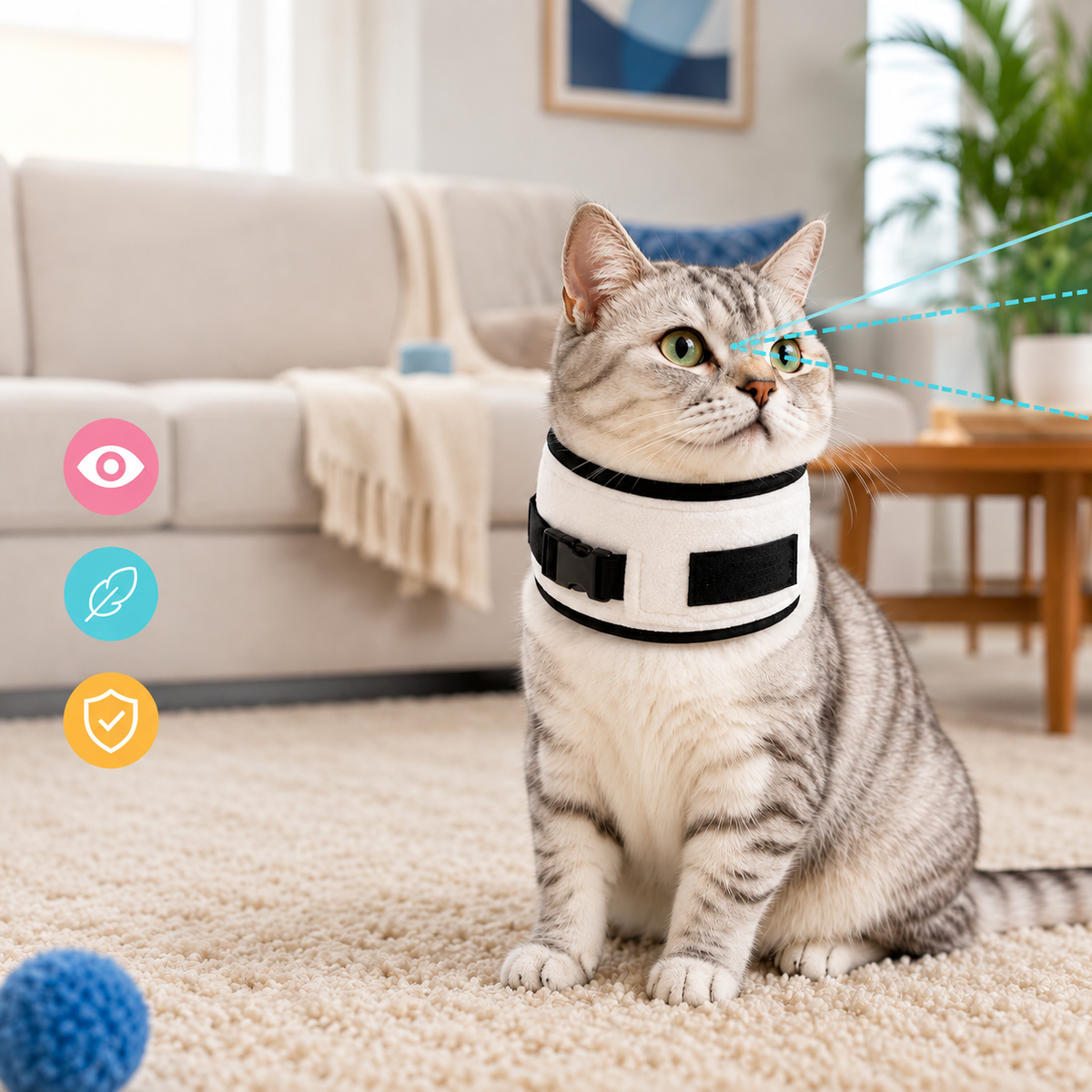 Soft Cat Recovery Collar with Adjustable Fleece Padding
