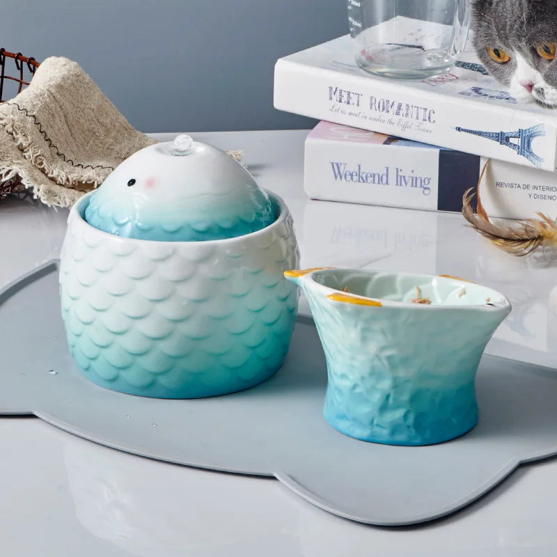 Ceramic Cat Water Fountain – Automatic Drinking Fountain for Cats and Small Dogs, USB Powered, Elegant Design 2