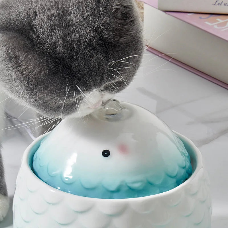 Ceramic Cat Water Fountain – Automatic Drinking Fountain for Cats and Small Dogs, USB Powered, Elegant Design 3