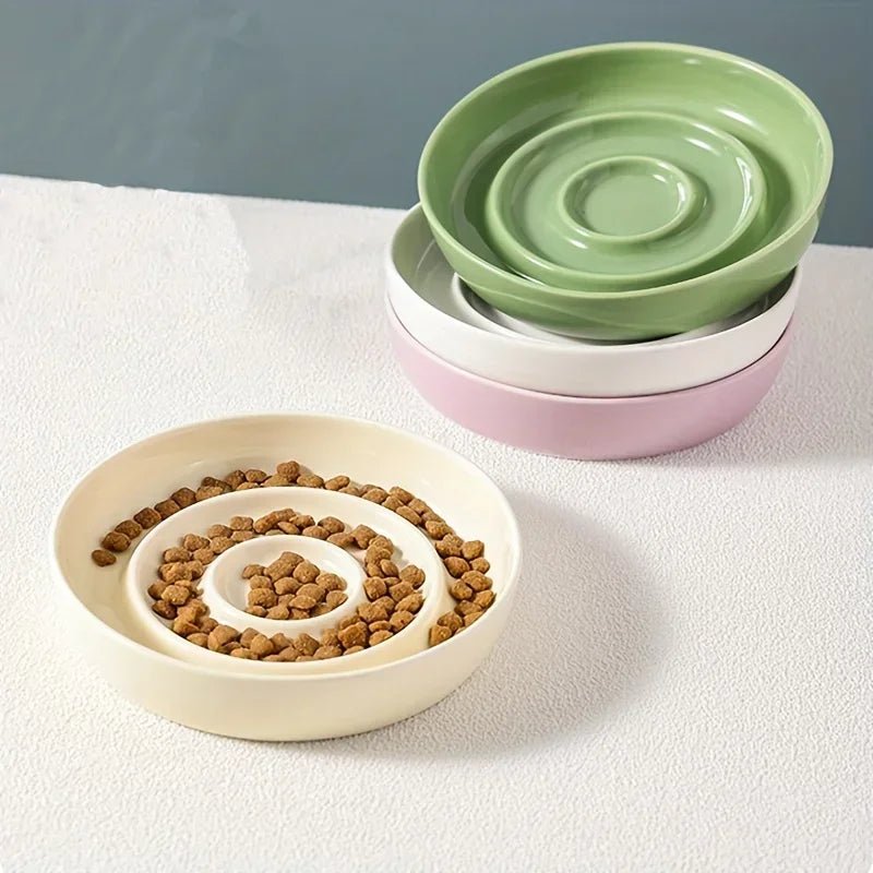 Ceramic Slow Feeder Bowl for Cats and Dogs – Durable Anti-Gobble Design 6