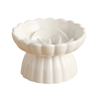 Ceramic Slow Feeder Dog Bowl and Elevated Cat Bowl - Flower Shaped Design for Healthy Eating 0