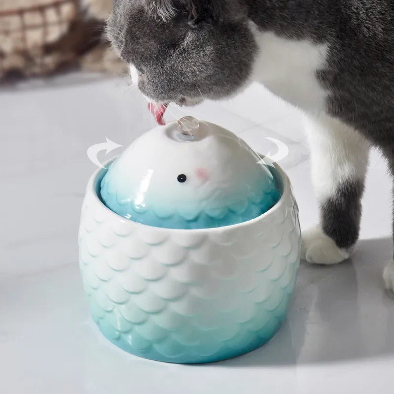 Ceramic Water Fountain for Pets – Automatic Fresh Water Dispenser for Cats and Small Dogs 1