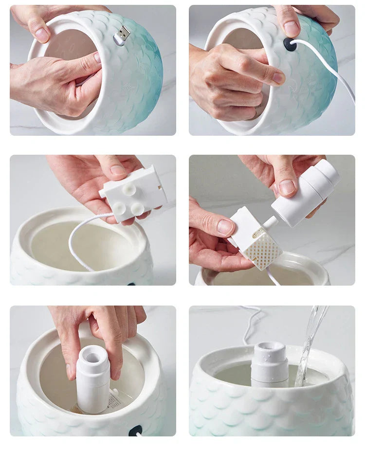 Ceramic Water Fountain for Pets – Automatic Fresh Water Dispenser for Cats and Small Dogs 4