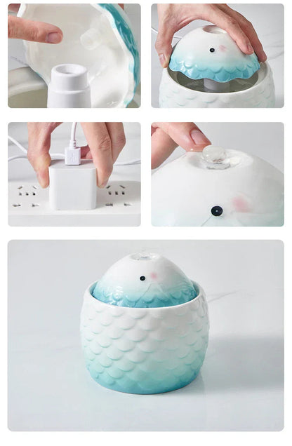 Ceramic Water Fountain for Pets – Automatic Fresh Water Dispenser for Cats and Small Dogs 5