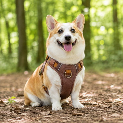 Durable Adjustable Waterproof Dog Harness with Reflective Strips – Comfortable Fit for All Breeds, PU Leather and Nylon
