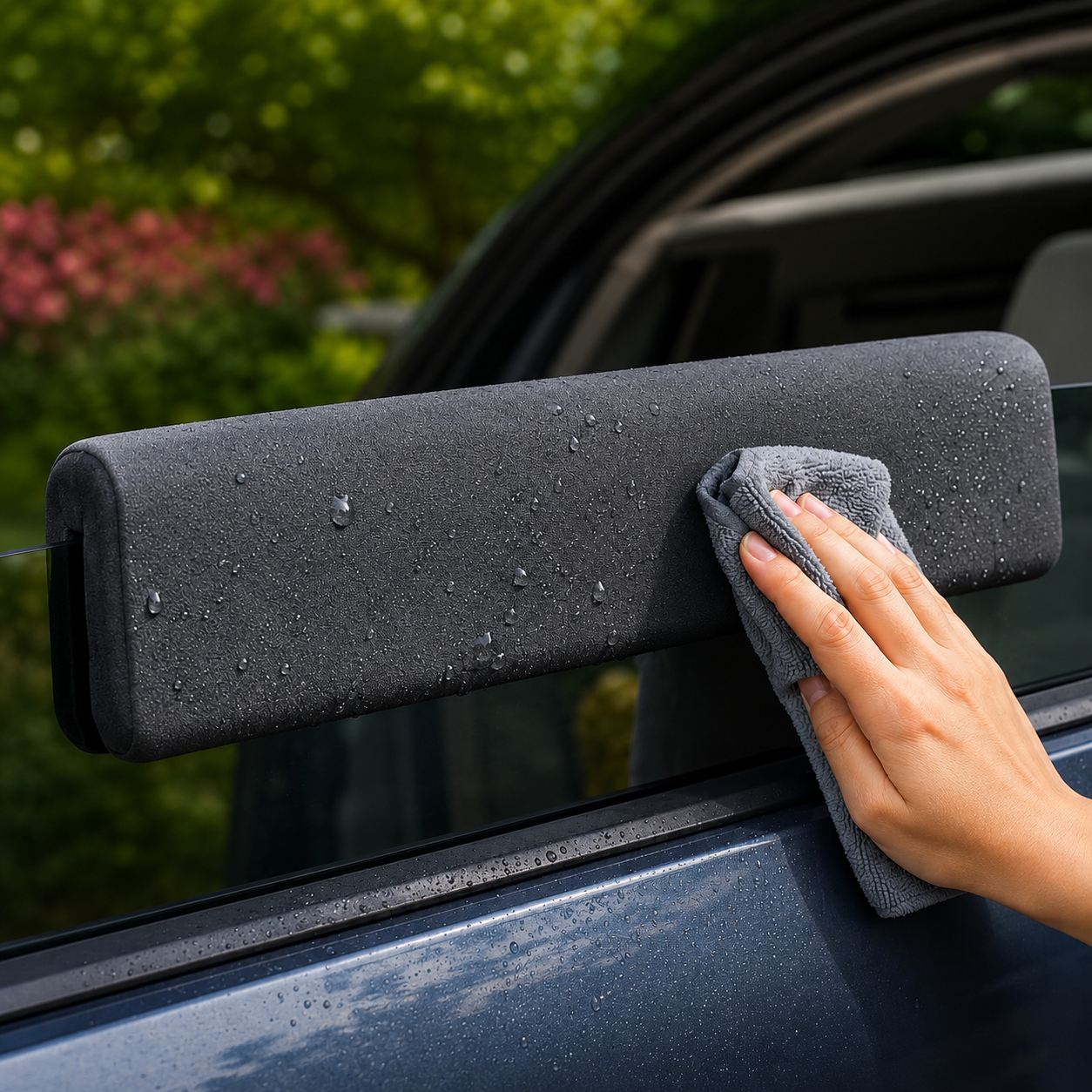 Dog Car Accessory – Soft Padded Chin Rest Cushion for Window – Waterproof and Easy to Clean – Blue/Black 40cm