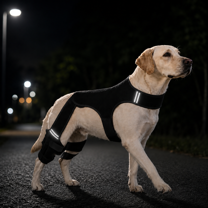 Dog Knee Brace for Rear Leg Support – Adjustable Anti-Slip Wrap for Senior Dogs with Reflective Safety