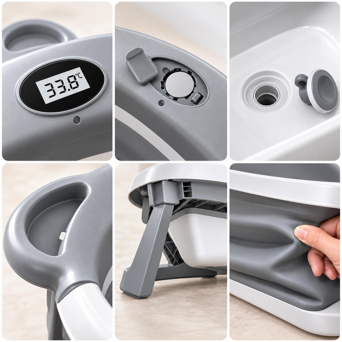 Collapsible Dog Bath Tub with Digital Thermometer – Portable Grooming Bath Tub for Small Dogs and Puppies