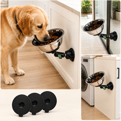 Slow Feeder Dog Bowl with Adjustable Suction Base and Stainless Steel Bowl – Versatile for Cats and Small Dogs