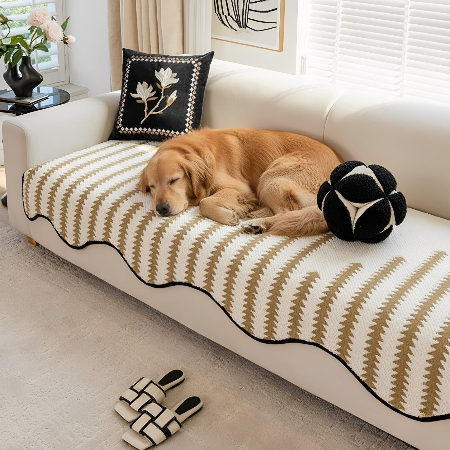 Chenille Chevron Sofa Cover – Stylish Protection Against Dirt and Scratches for Modern Interiors 1