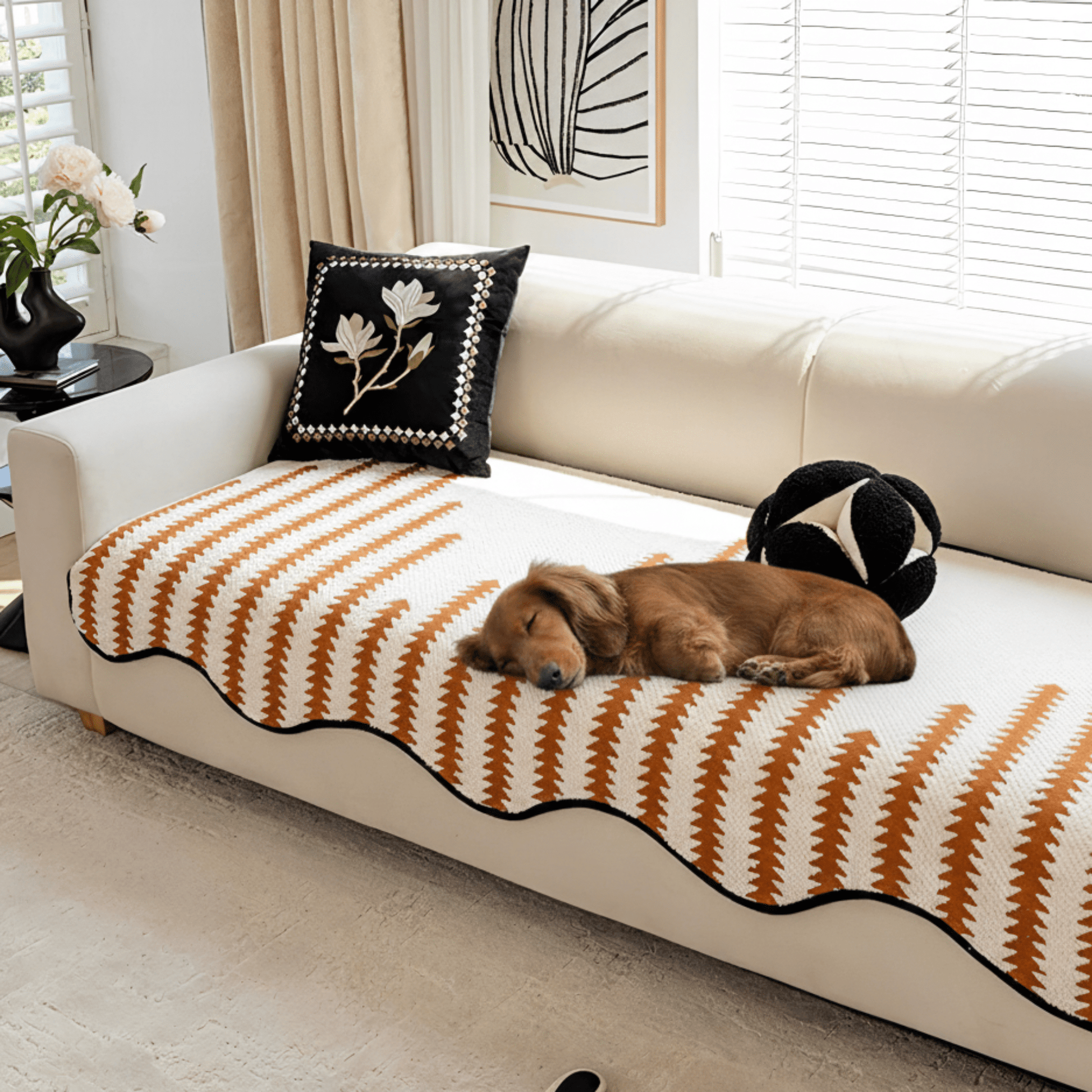 Chenille Chevron Sofa Cover – Stylish Protection Against Dirt and Scratches for Modern Interiors 4