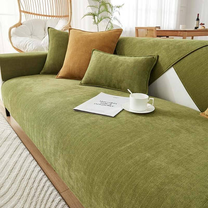 Chenille Fabric Furniture Protector with Non-Slip Design and Fishbone Texture – Multiple Sizes Available 0