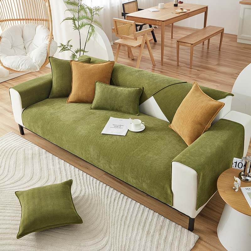 Chenille Fabric Furniture Protector with Non-Slip Design and Fishbone Texture – Multiple Sizes Available 1