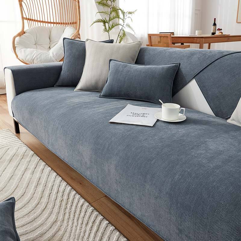 Chenille Fabric Furniture Protector with Non-Slip Design and Fishbone Texture – Multiple Sizes Available 6