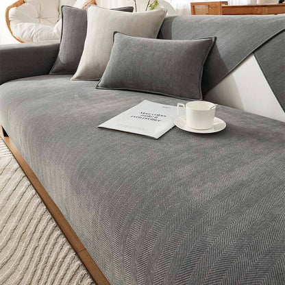 Chenille Fabric Furniture Protector with Non-Slip Design and Fishbone Texture – Multiple Sizes Available 8