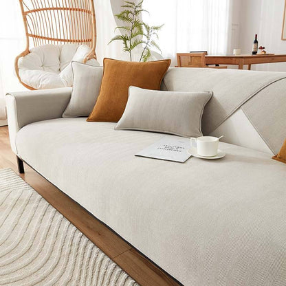 Chenille Fabric Furniture Protector with Non-Slip Design and Fishbone Texture – Multiple Sizes Available 9
