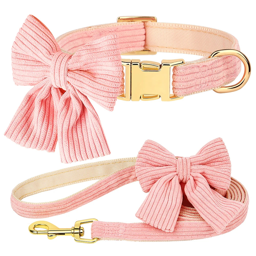 Chic Bowtie Dog Collar and Leash Set for Small to Medium Dogs - Stylish, Adjustable Collar Leash Set for Daily Walks and Special Occasions 5