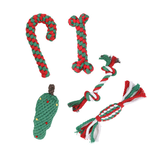 Christmas Dog Toy Set for Teeth Cleaning – Chew, Rope, and Squeaky Toys 0