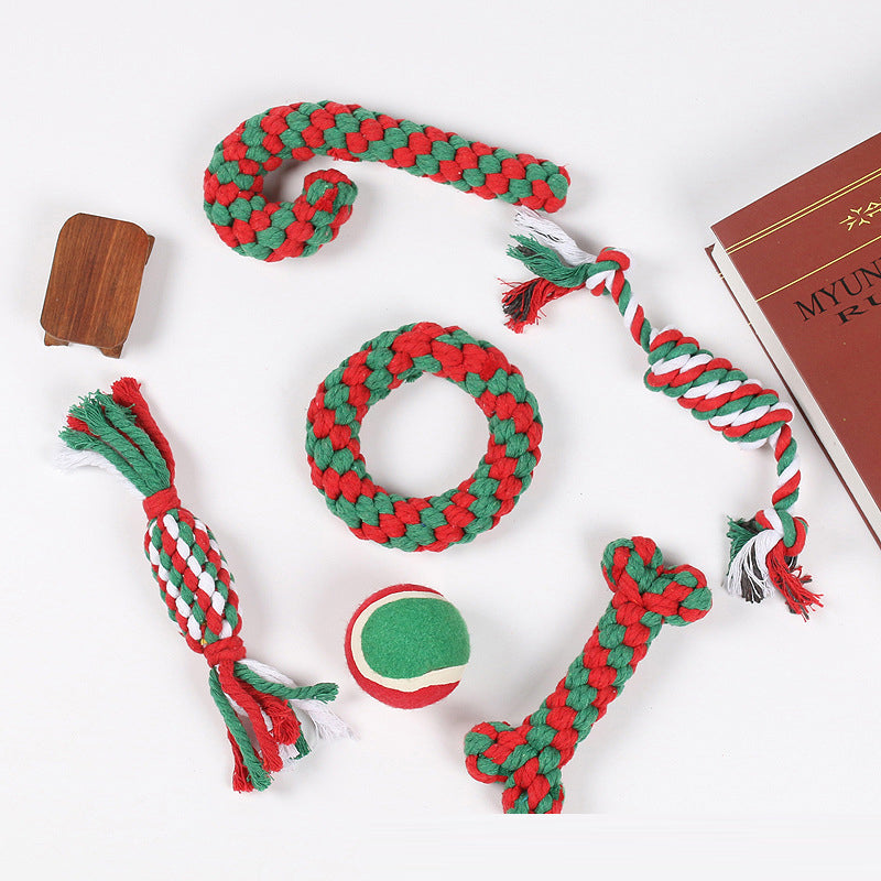 Christmas Dog Toy Set for Teeth Cleaning – Chew, Rope, and Squeaky Toys 3