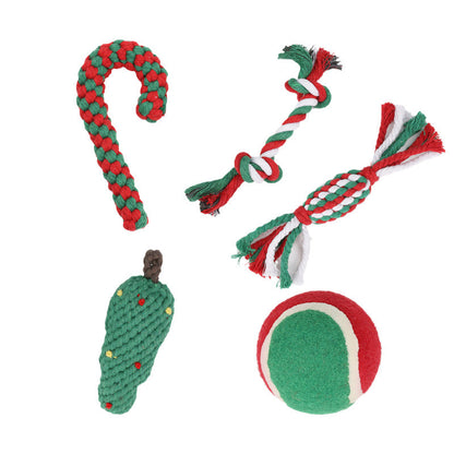 Christmas Dog Toy Set for Teeth Cleaning – Chew, Rope, and Squeaky Toys 4