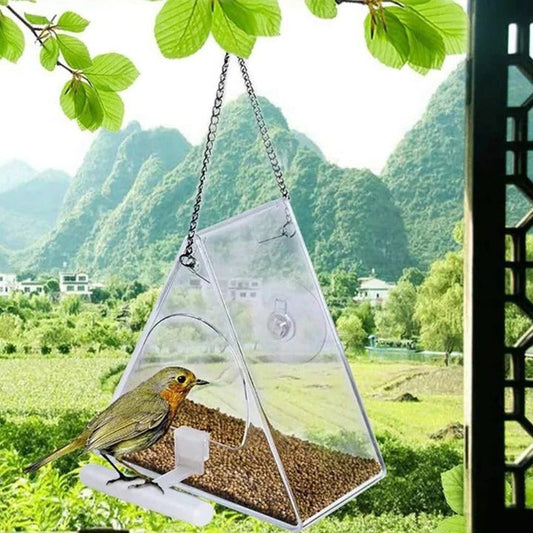 Clear Acrylic Hanging Bird Feeder – Weather-Resistant Design for Easy Cleaning and Full Visibility, Perfect for Garden and Patio 0
